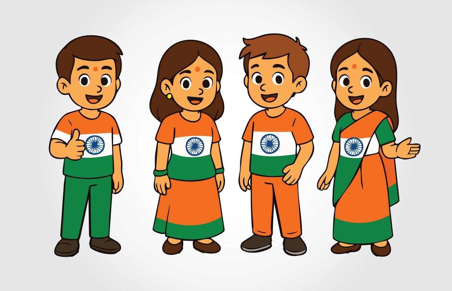 Indian Kids Cartoon Character Template vector