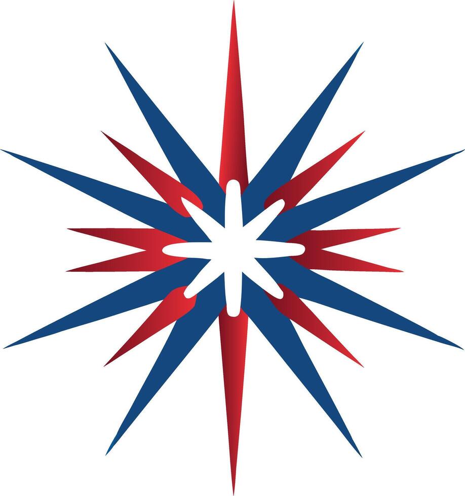 Abstract Starburst Shape in Red White and Blue vector