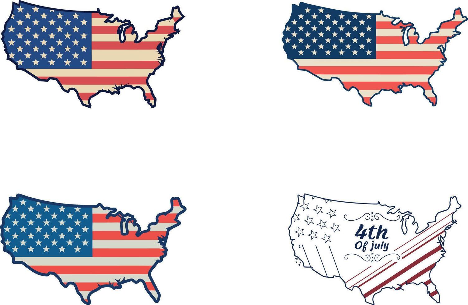 United States Map with American Flag for Fourth of July vector