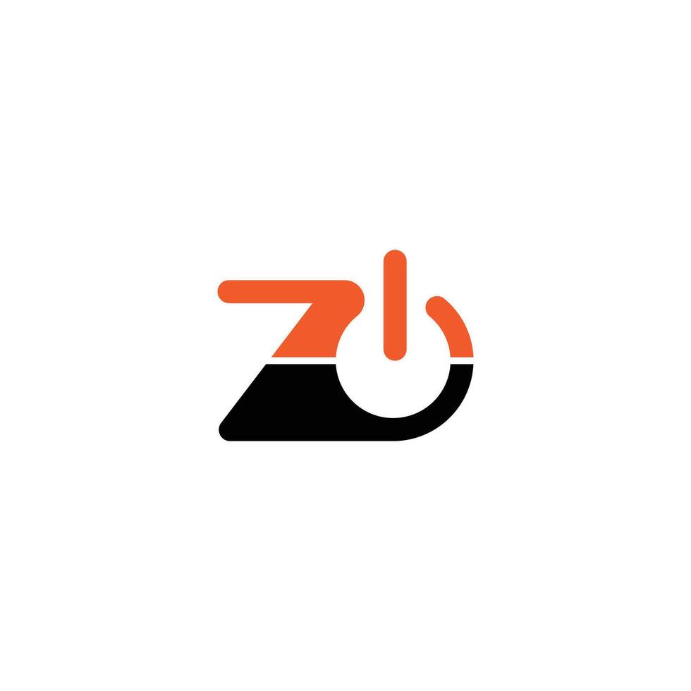 Initial Letter UZ Power button Logo Template design. Linked letter UZ logo design. vector