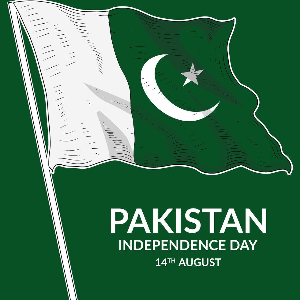 pakistan independence day illustration in hand drawn style vector