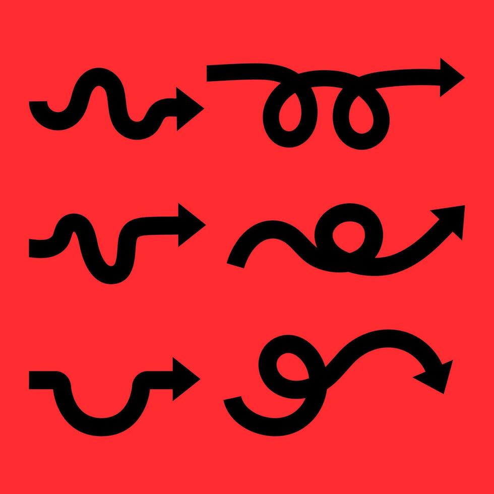 Black arrow icon isolated on red background. Horizontal dual long straight, right and left side arrow signs. Arrow indicated the direction symbol. Curved and straight arrow icon vector