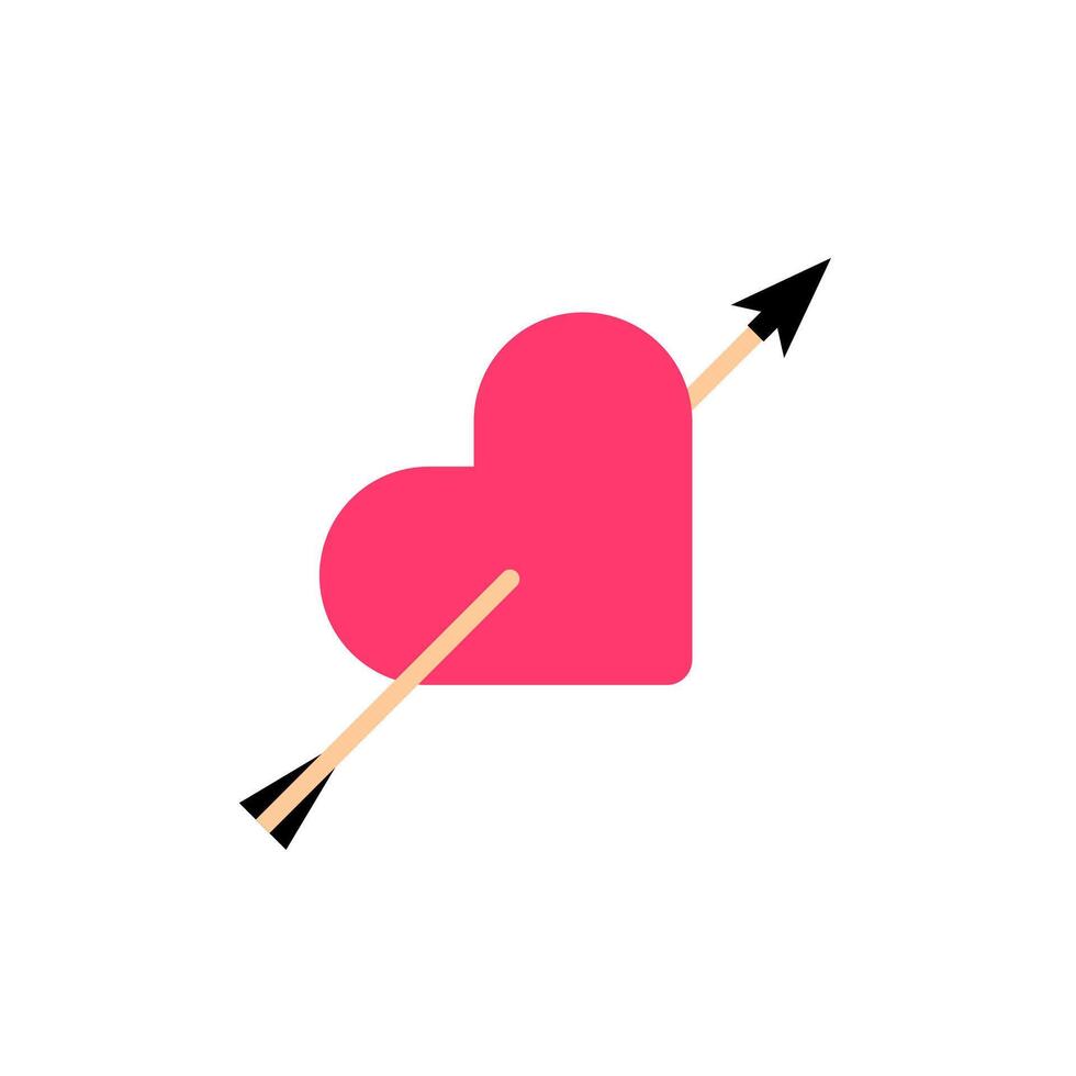 Amour symbol with arrow and heart flat illustration isolated on white background vector