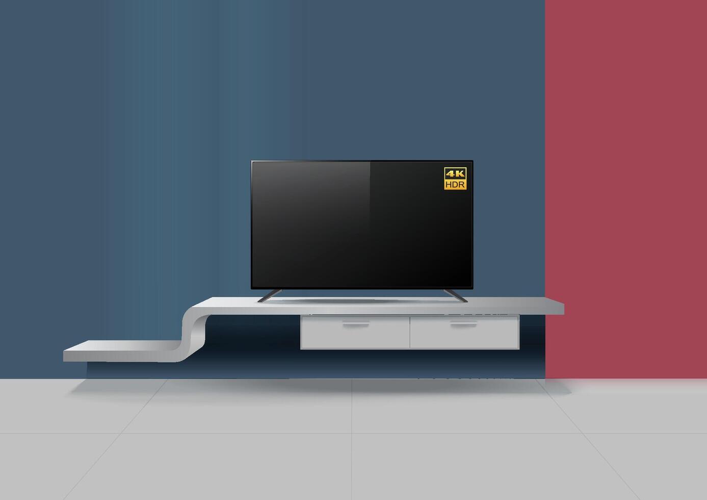 Modern living room with TV stand vector