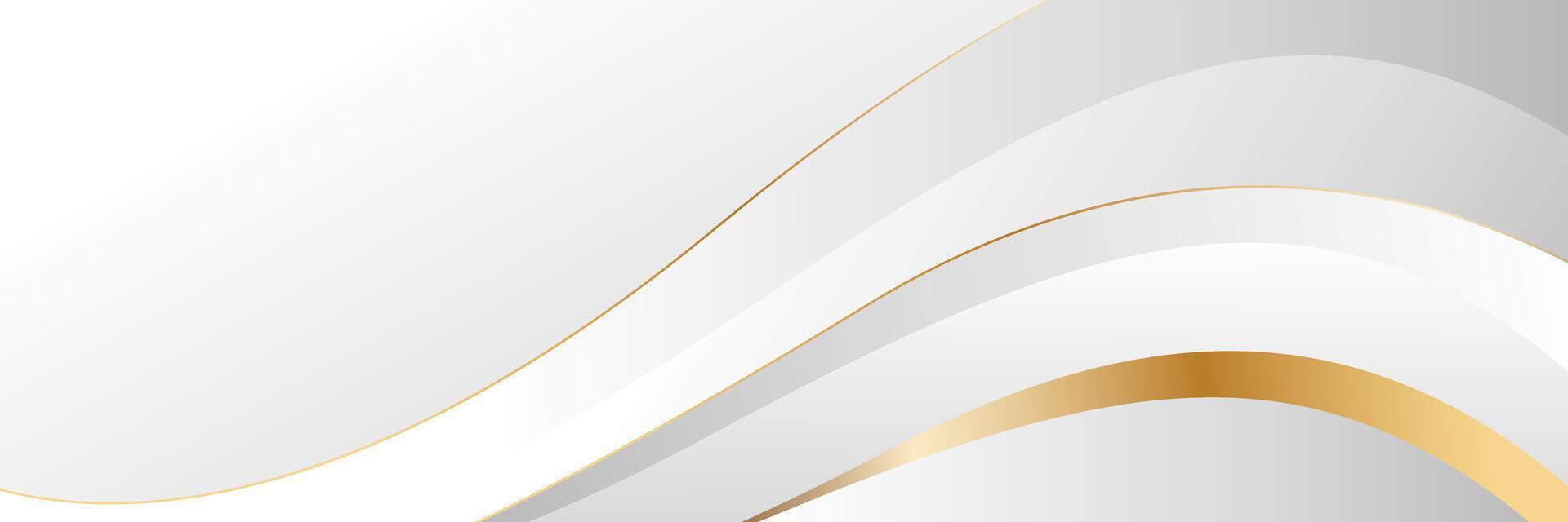 Modern white and gold luxury curve background for elegant banners vector