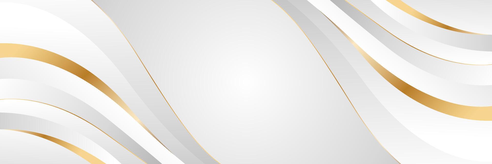 Elegant white and gray luxury wave background with gold accents. Abstract modern banner design for websites, headers, sale templates, business ads, awards, events, and more vector
