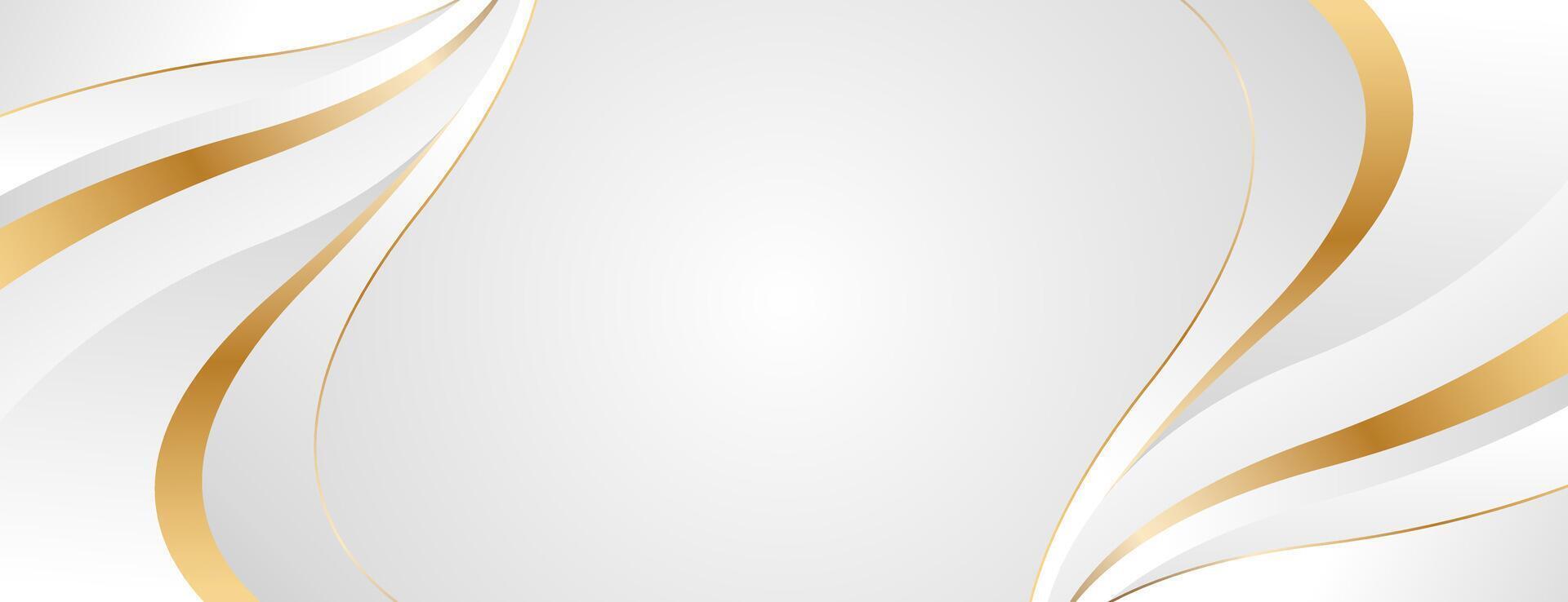 Minimalist white-gray and gold luxury banner background vector