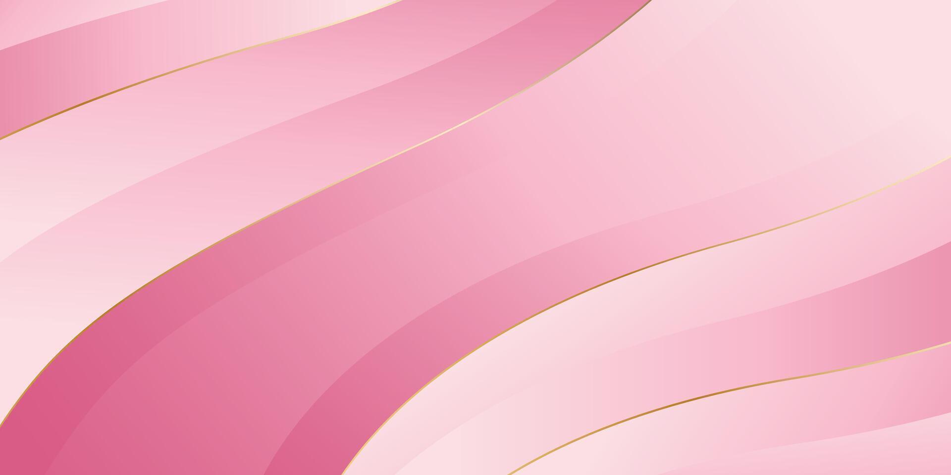 Elegant Abstract pink luxury background with golden wavy lines vector