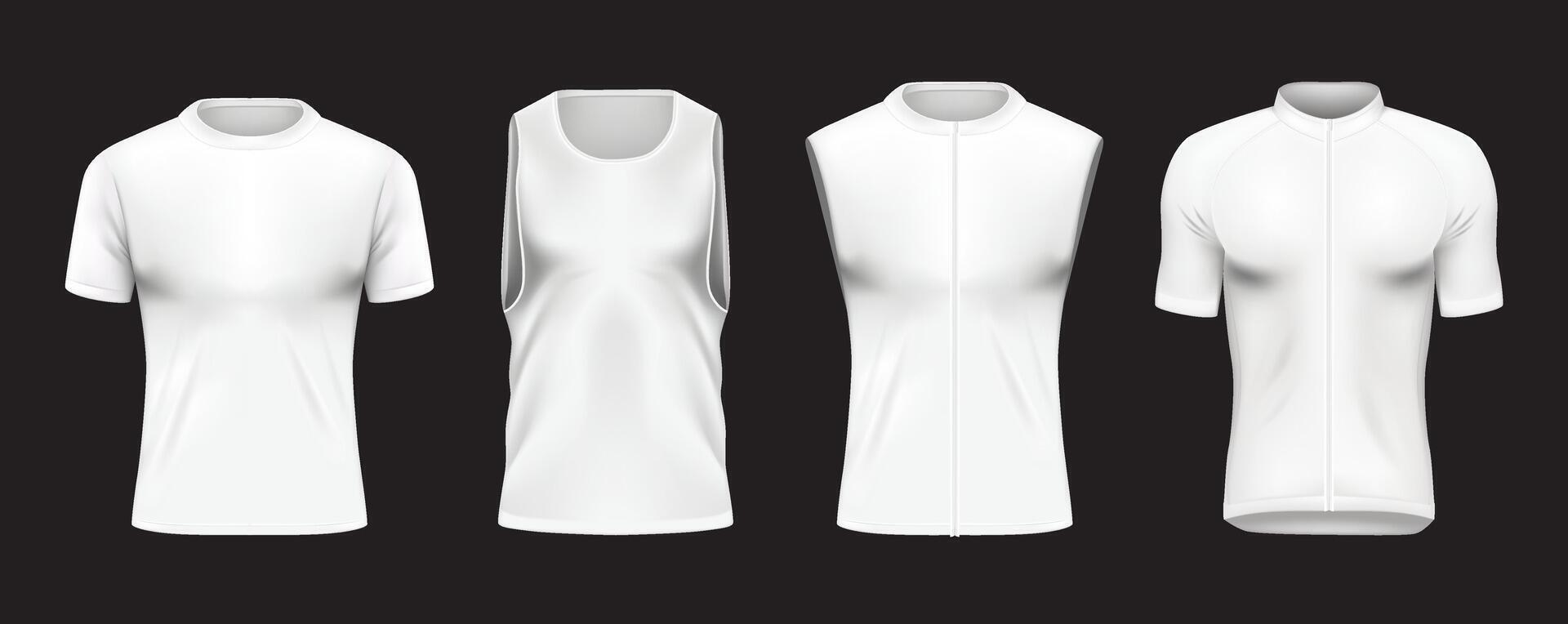 White Sport Uniform Realistic Mockup Set vector