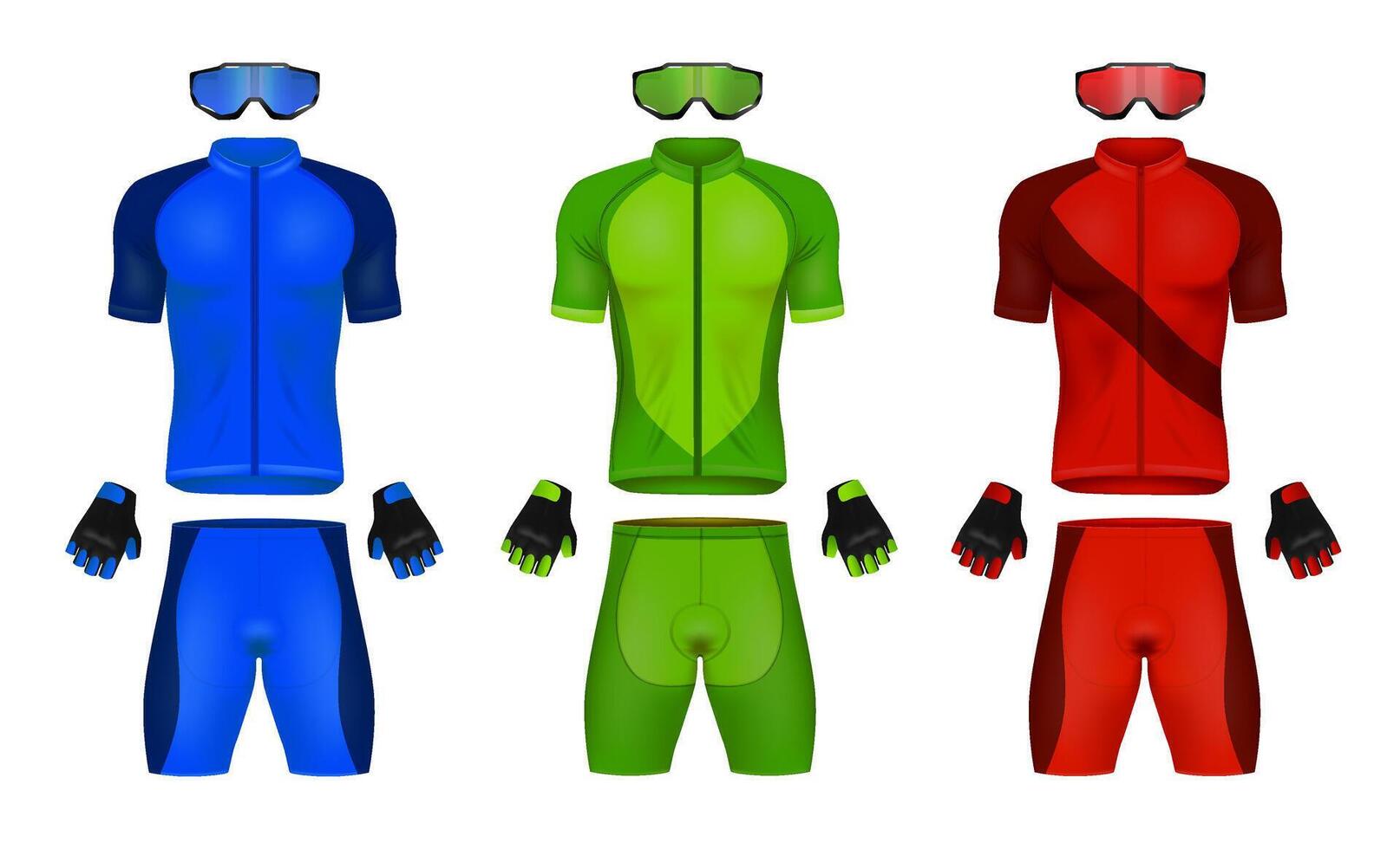Realistic Cycling Uniform Mockup Set vector