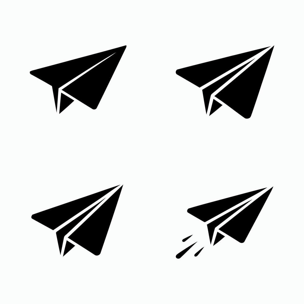 Four paper airplane icons isolated on white background vector