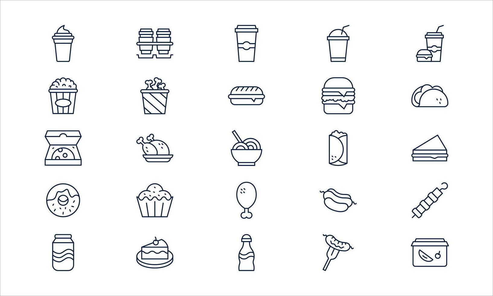 Food and drink symbol showing delicious meals and refreshing beverages in minimal outline style vector