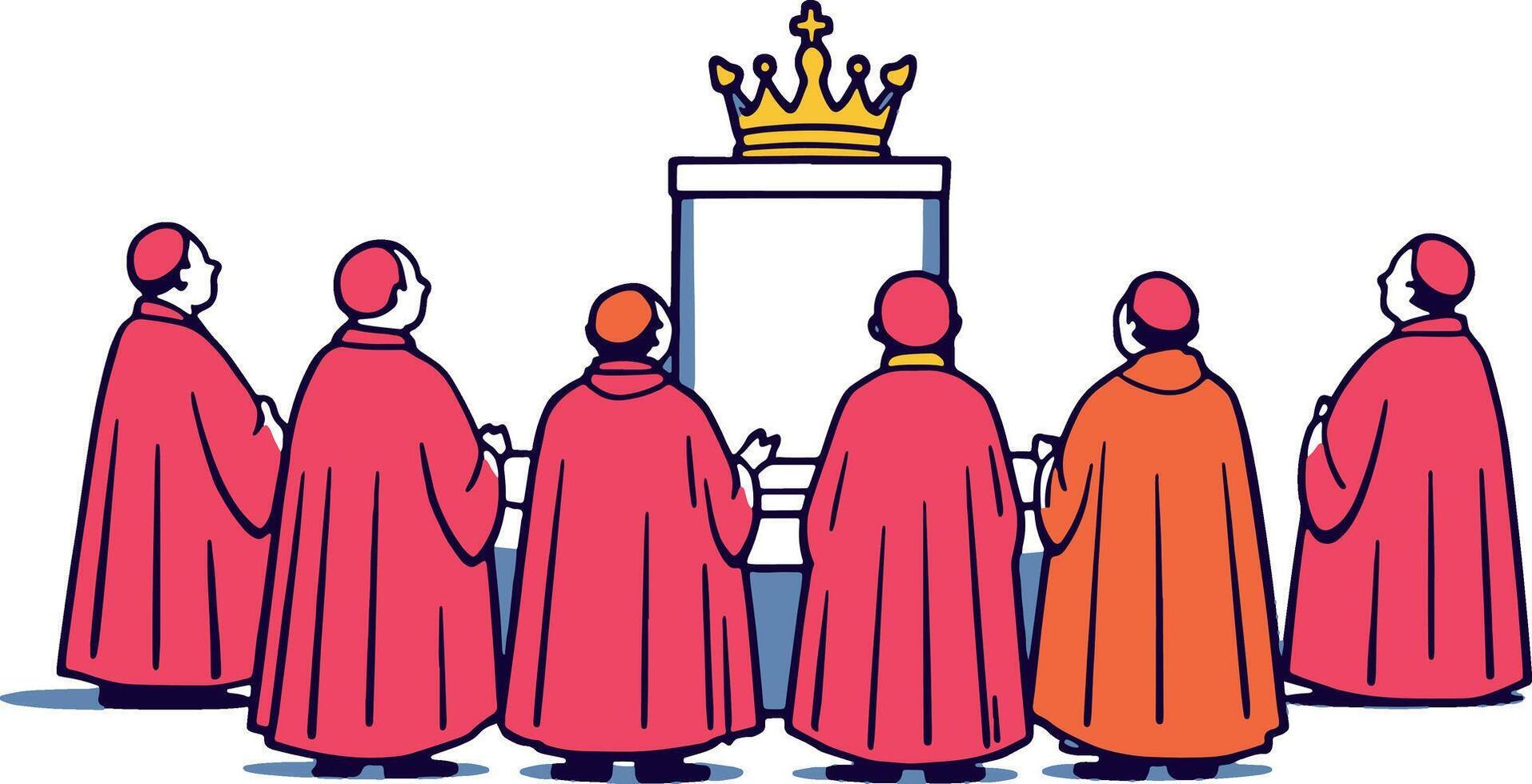 cardinals choosing new pope behind screen with crown vector