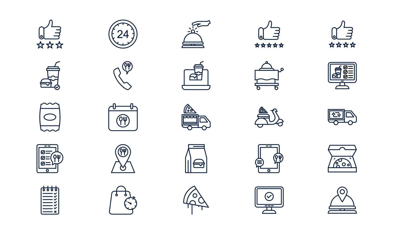 Food delivery symbol showing meal transportation and online ordering in minimal outline style vector