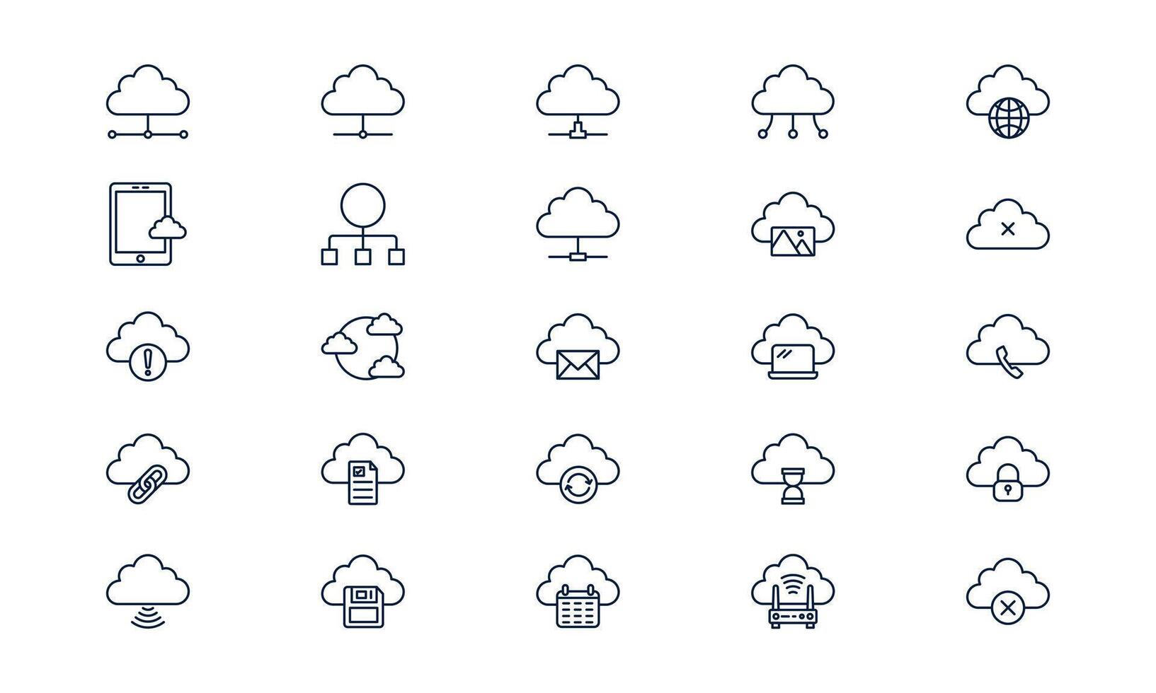 Cloud computing icon representing data storage and online technology in clean outline style vector