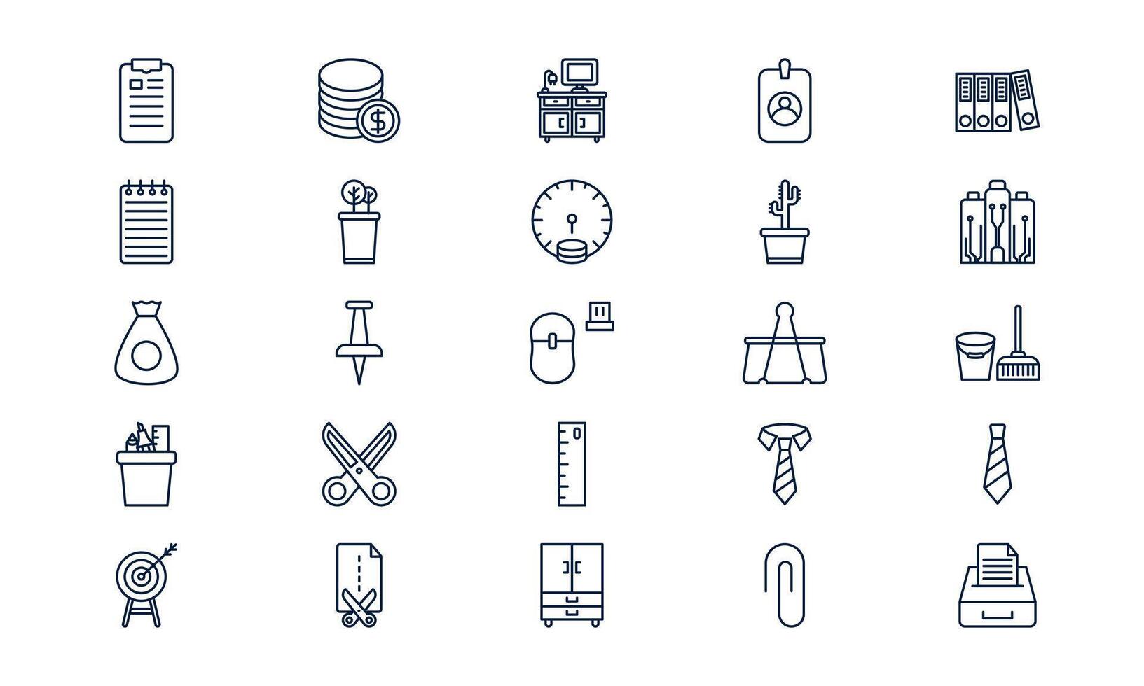 Office business icon representing corporate work environment, teamwork, and productivity in outline style vector