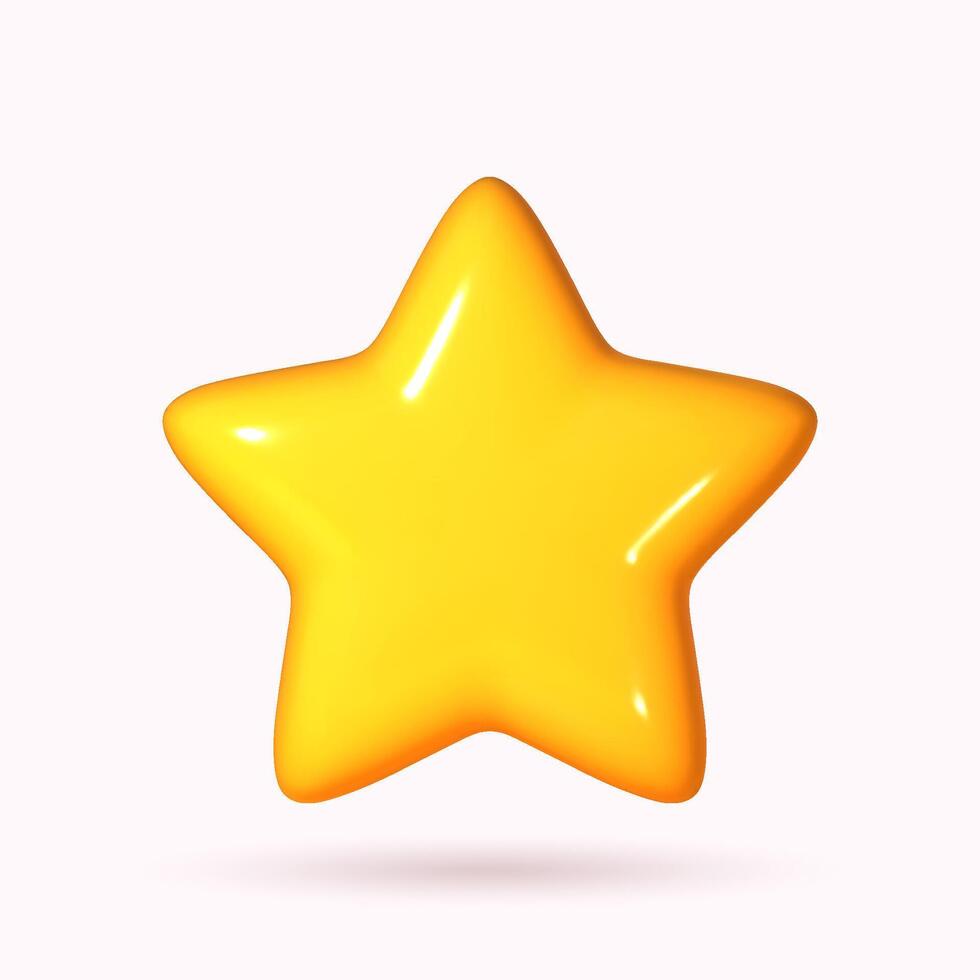 Yellow star icon 3D cartoon style. isolated on a white background. vector