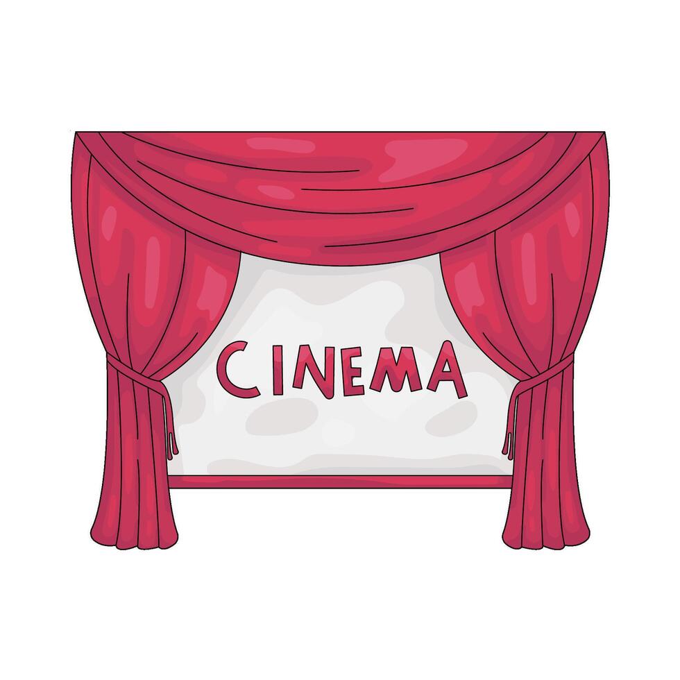 Illustration of Cinema Screen with Red Curtains vector