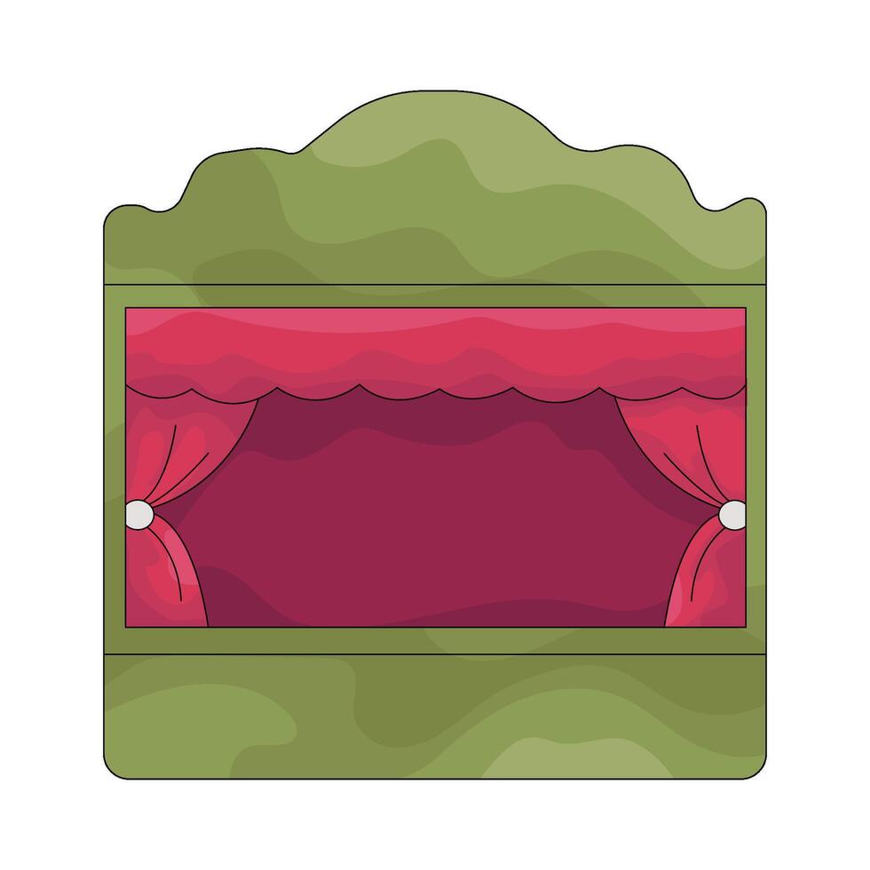 Illustration of Puppet Theater with Red Curtains vector