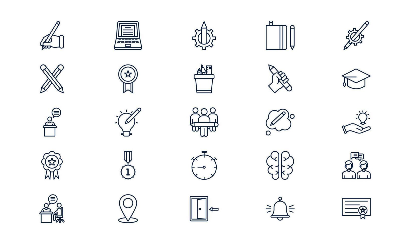 E-learning icon symbolizing online education, digital courses, and virtual learning in outline style vector