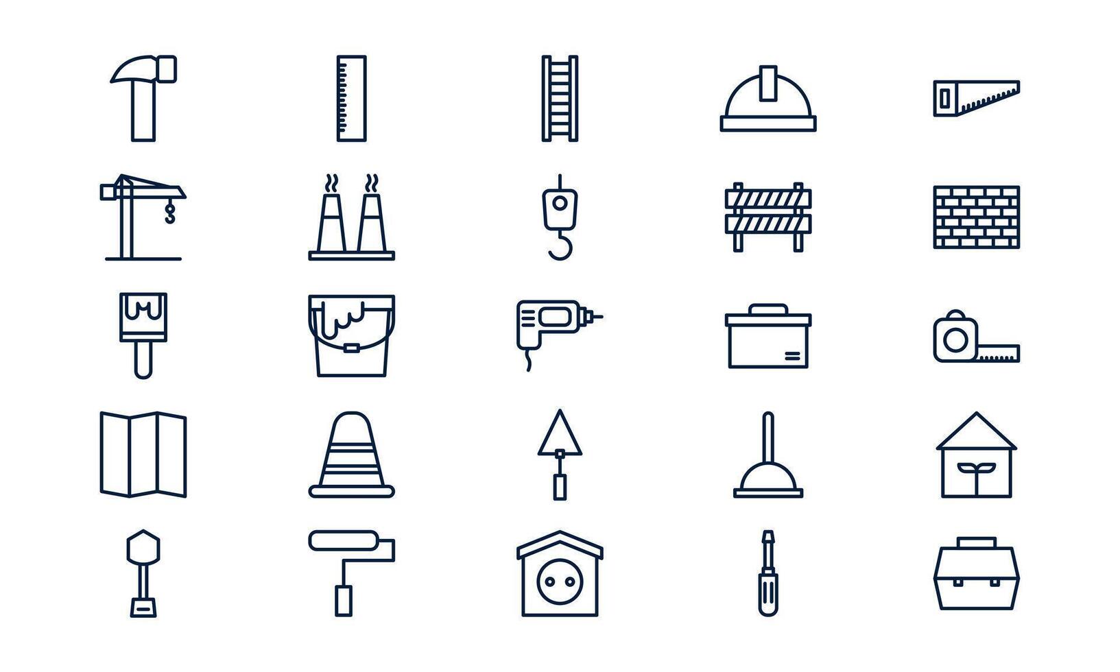 Construction icon representing building process, industrial work, and engineering project in outline style vector