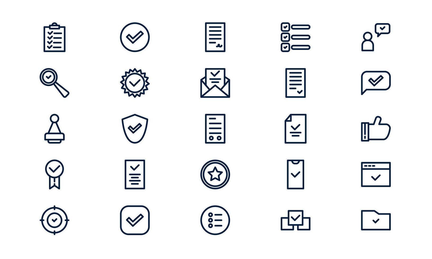 Approval icon depicting acceptance, confirmation, and validation of decision in outline style vector