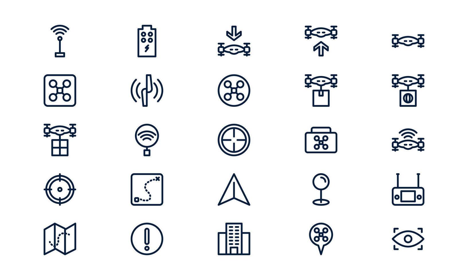 Drone icon illustrating aerial technology, remote control flight, and modern surveillance in outline style vector