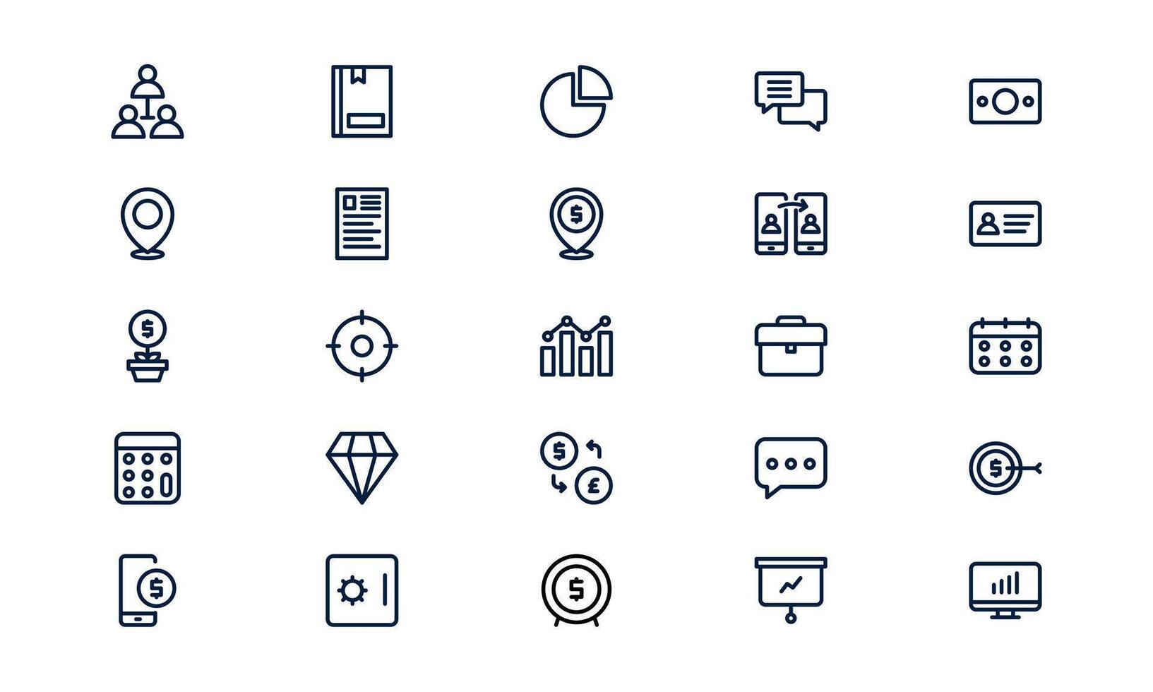 Business communication icon depicting corporate discussion, teamwork collaboration, and information exchange in outline style vector