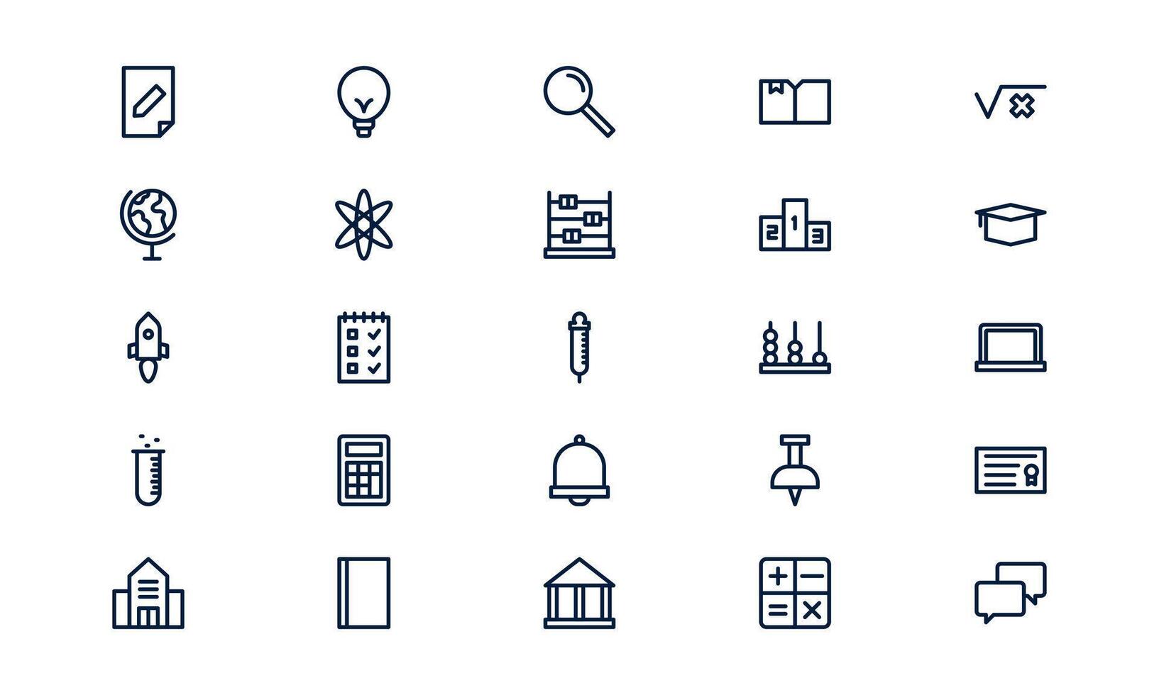 Education icon representing learning, academic growth, and knowledge development in outline style vector