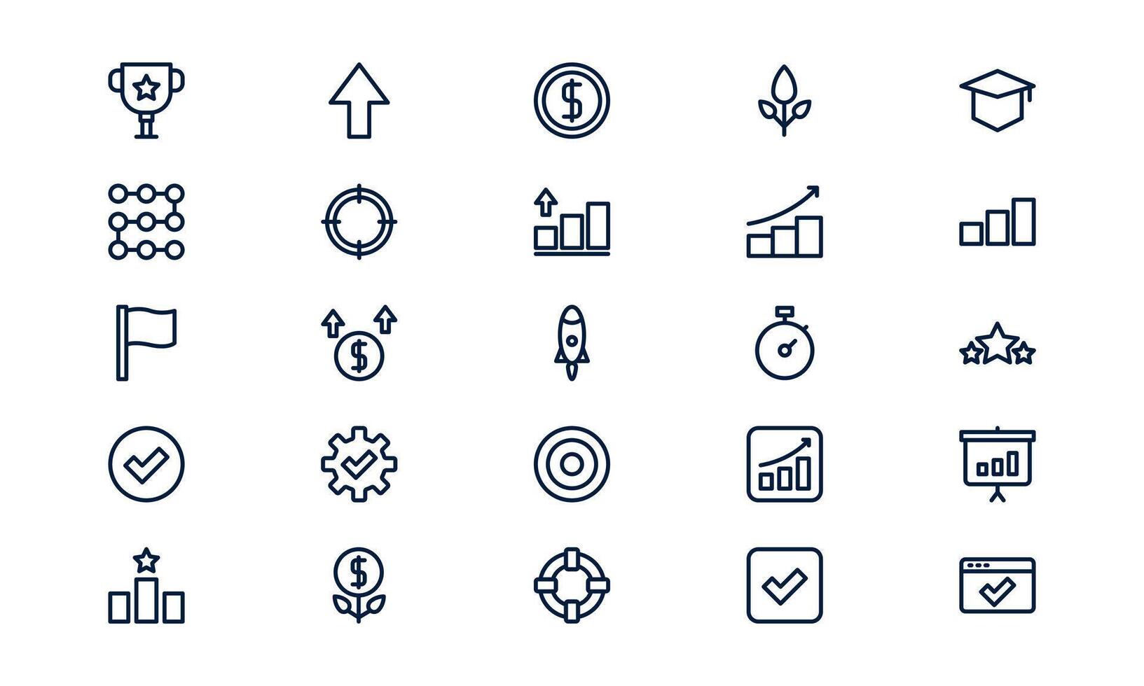 Growth icon representing progress, development, and business success in outline style vector