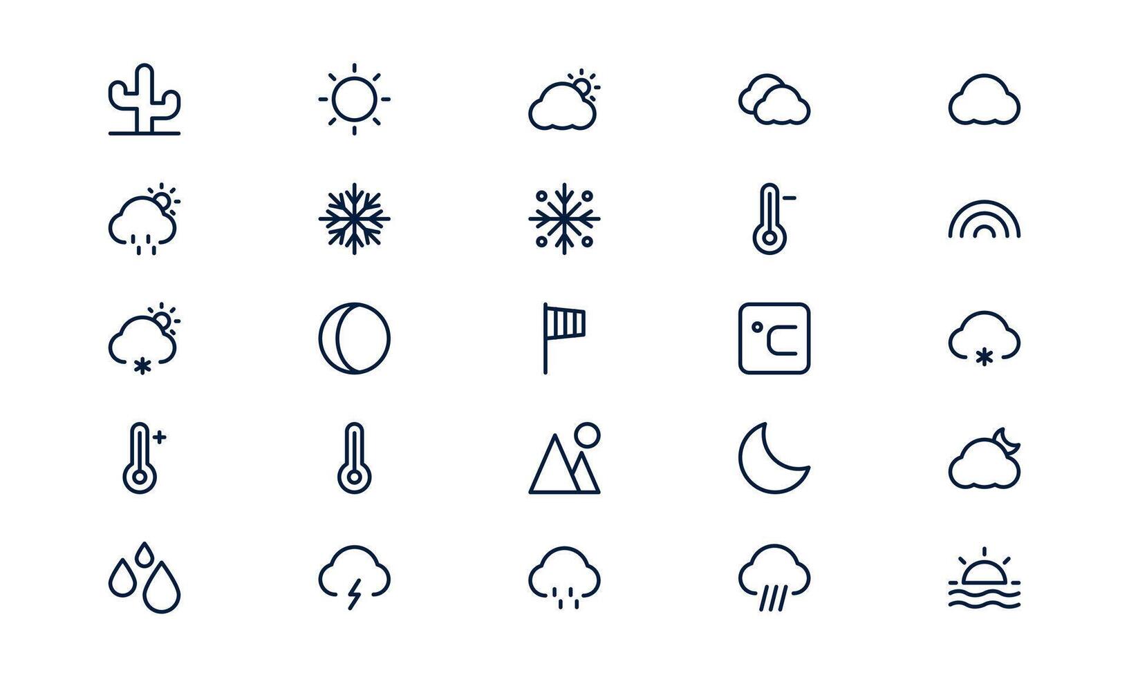Weather icon representing atmospheric conditions, climate elements, and seasonal forecasts in outline style vector