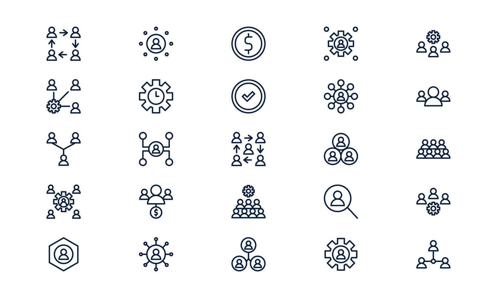 Stakeholder icon representing business collaboration, corporate responsibility, and organizational roles in outline style vector
