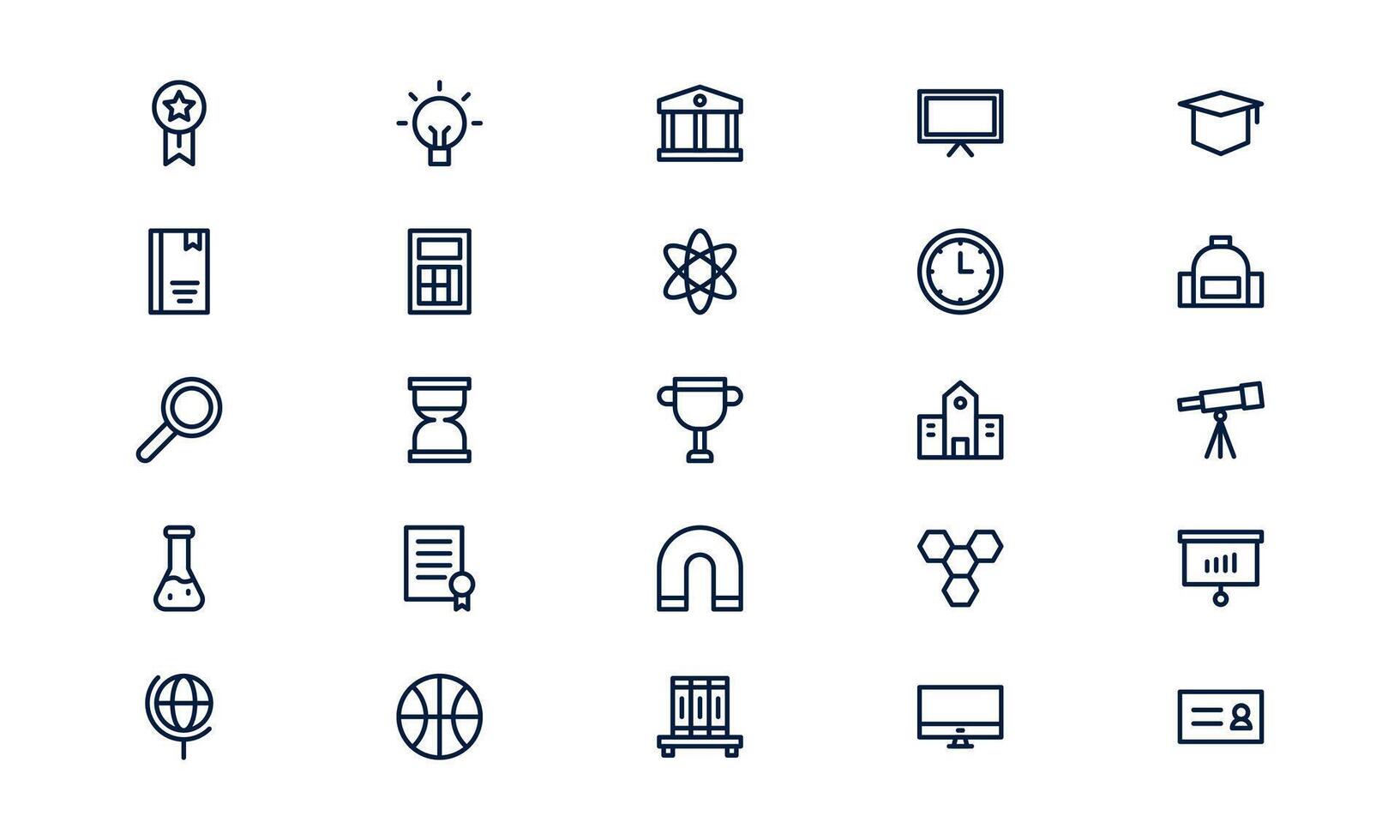 School icon representing education, academic institution, and learning environment in outline style vector