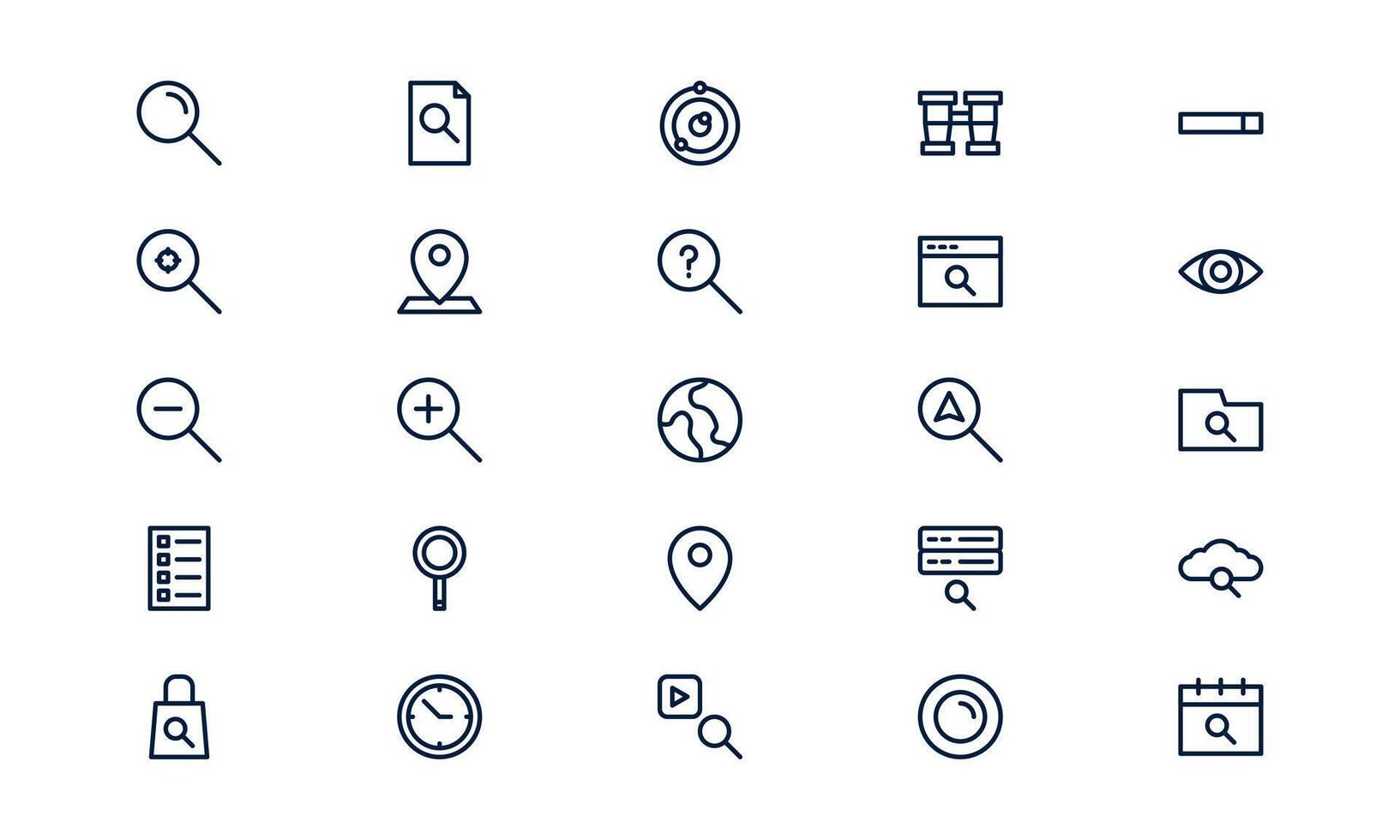 Search icon illustrating exploration, information finding, and digital navigation in outline style vector