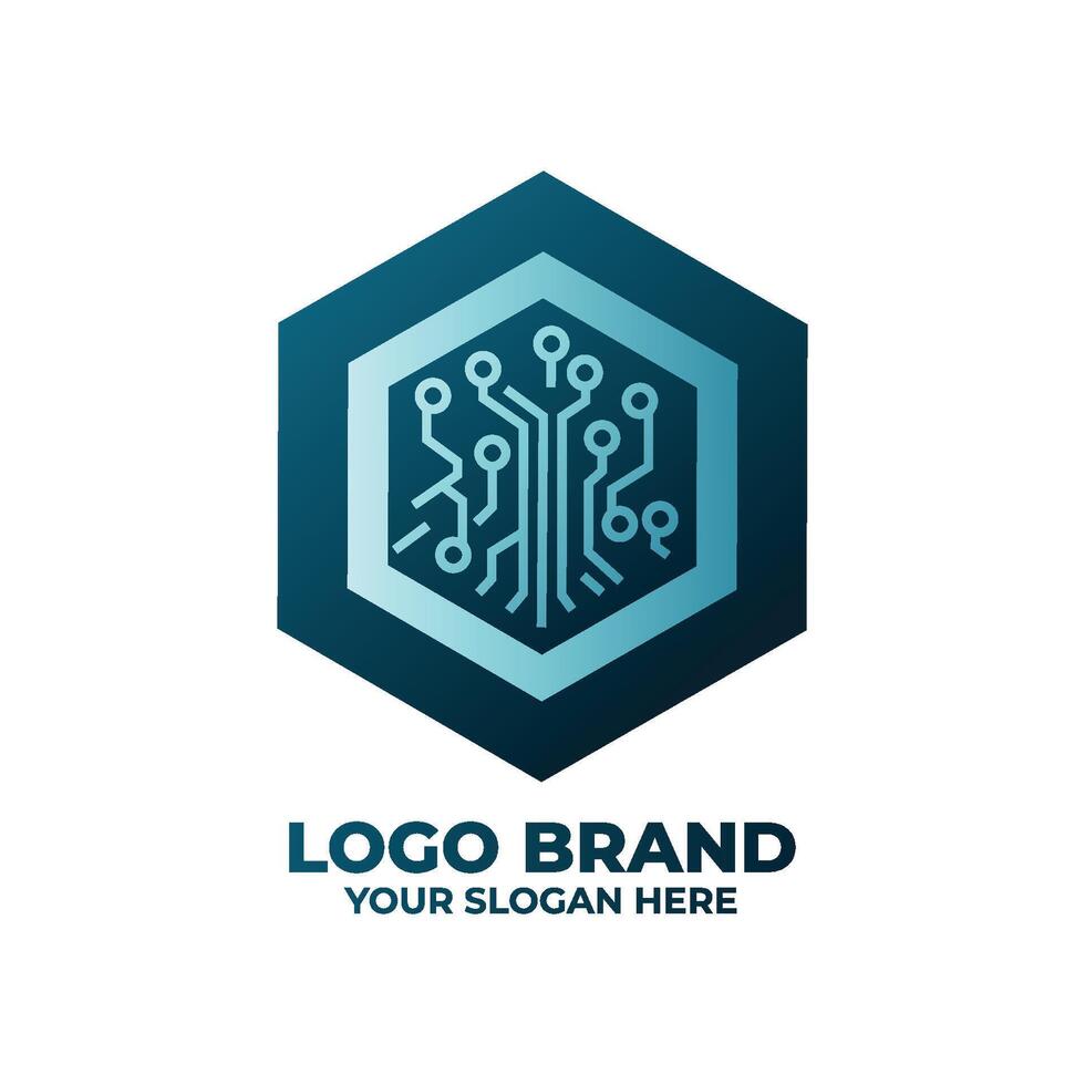 Blue Gradient Tech Logo Design vector