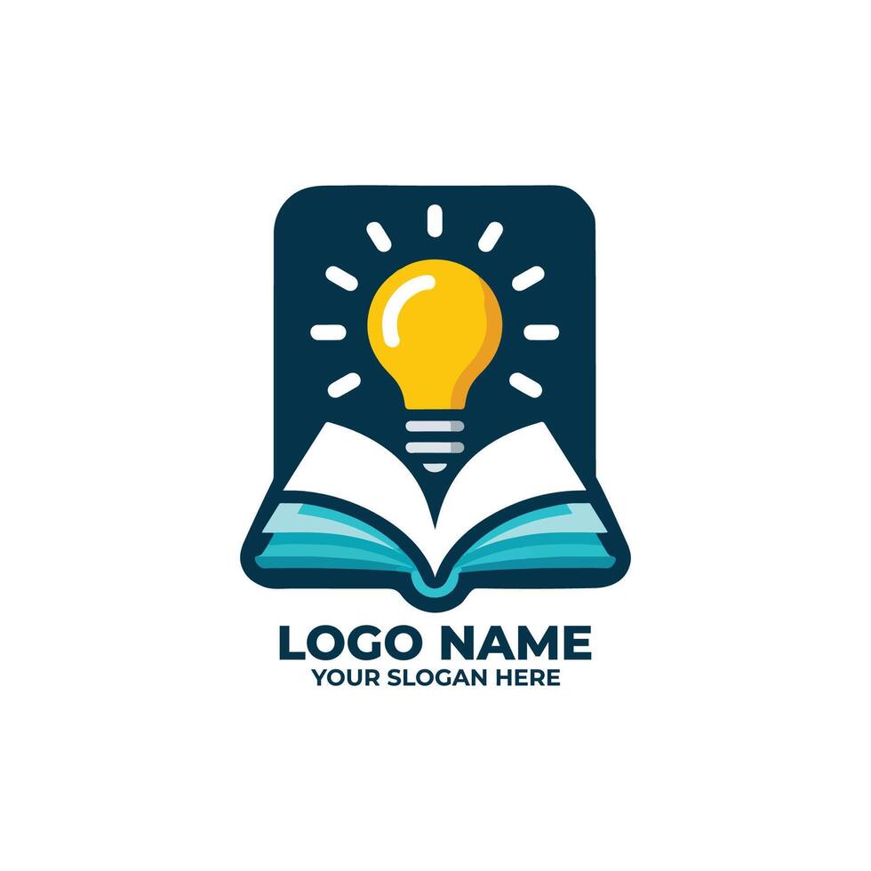 Book and Lightbulb Flat Logo vector