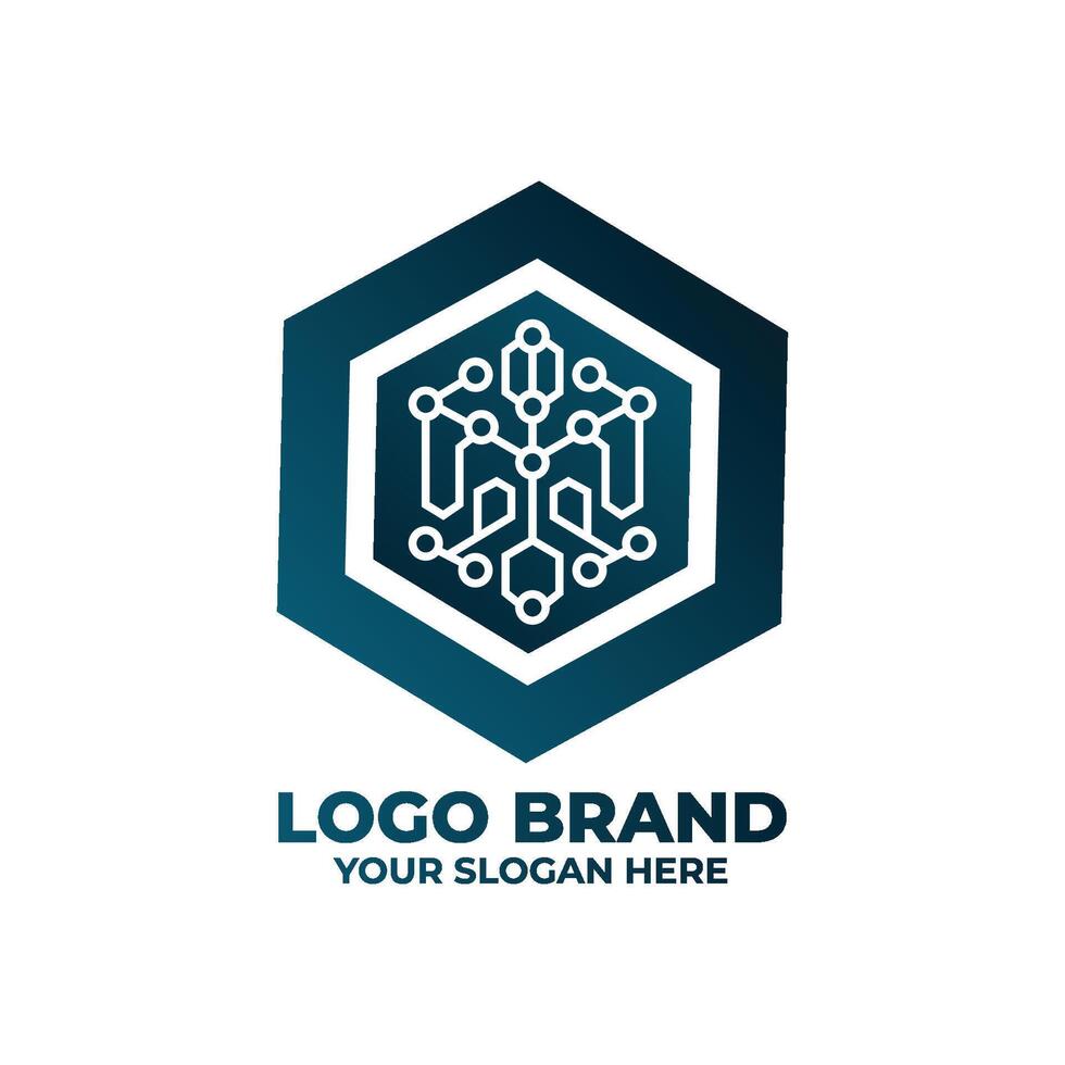 Tech Hexagon Circuit Icon Logo vector
