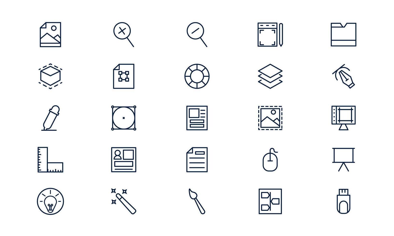Graphic design icon representing creative visual composition, digital art, and layout tools in outline style vector
