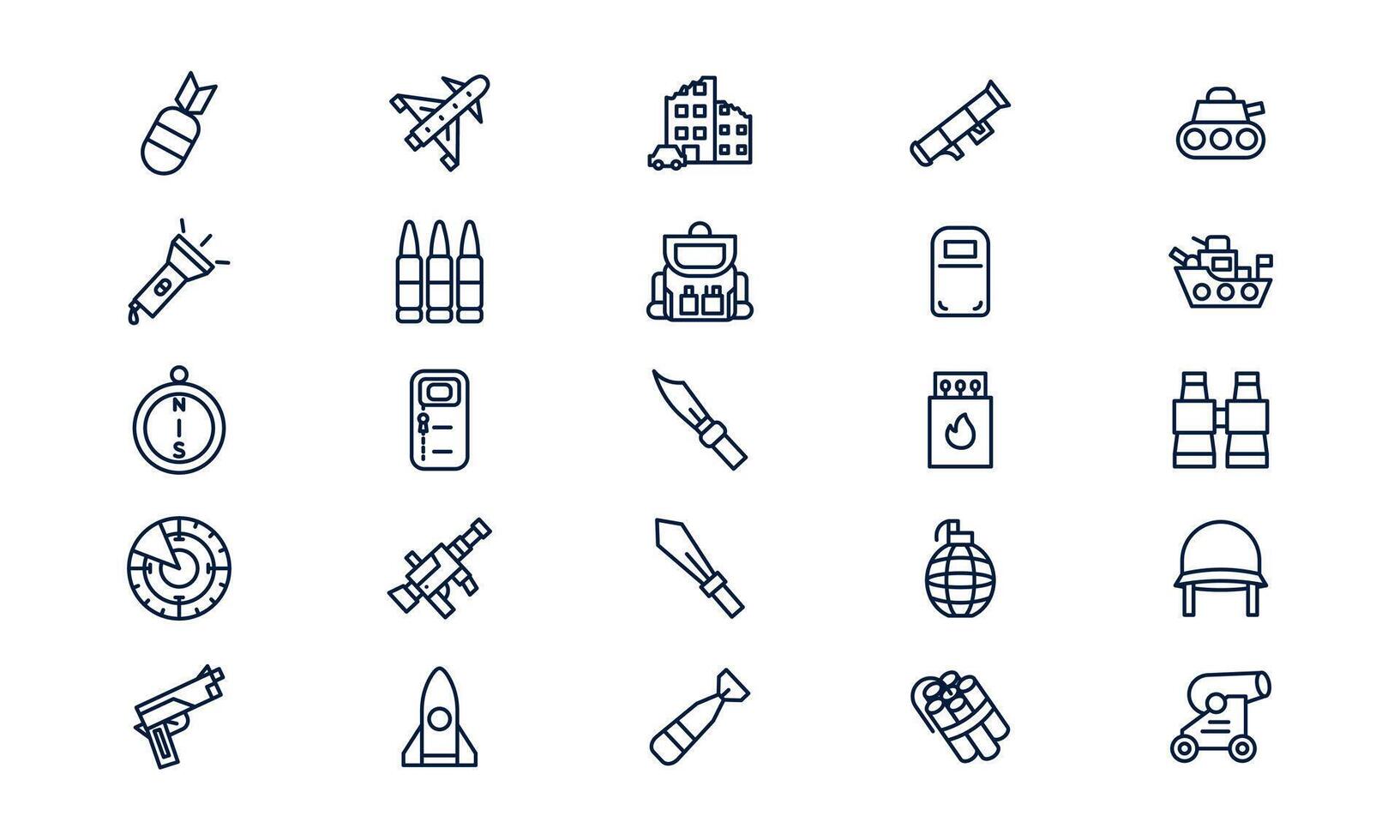 War icon representing military conflict, defense strategy, and historical battle concept in outline style vector