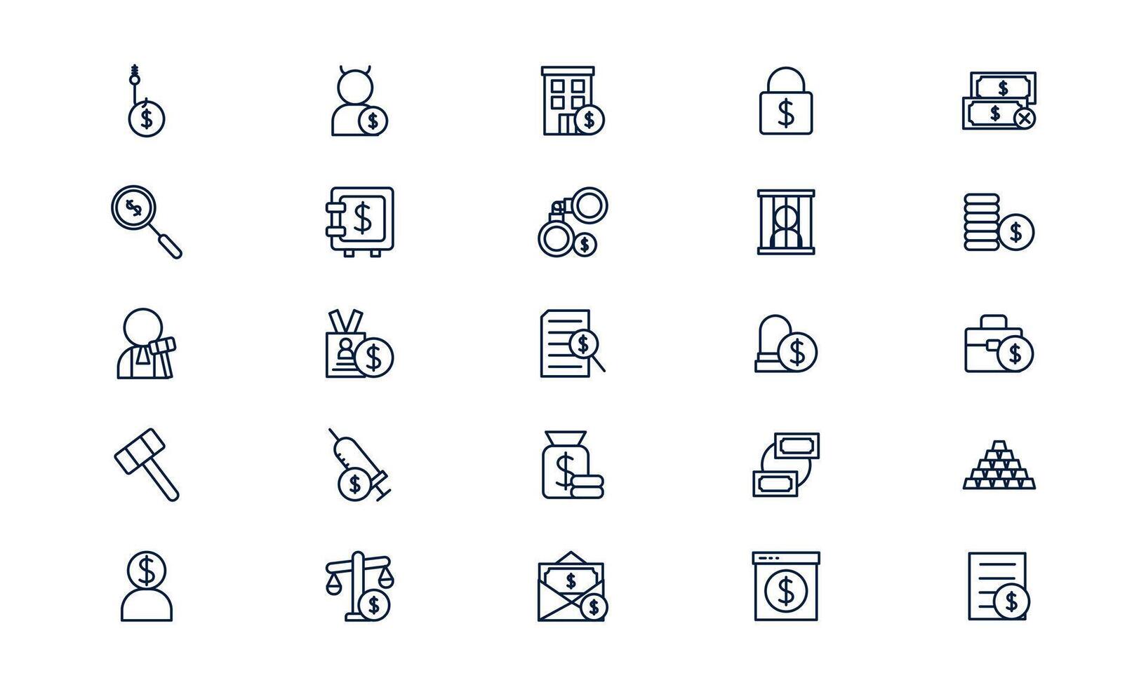 Corruption icon showing bribery and unethical financial behavior in business and government in outline style vector