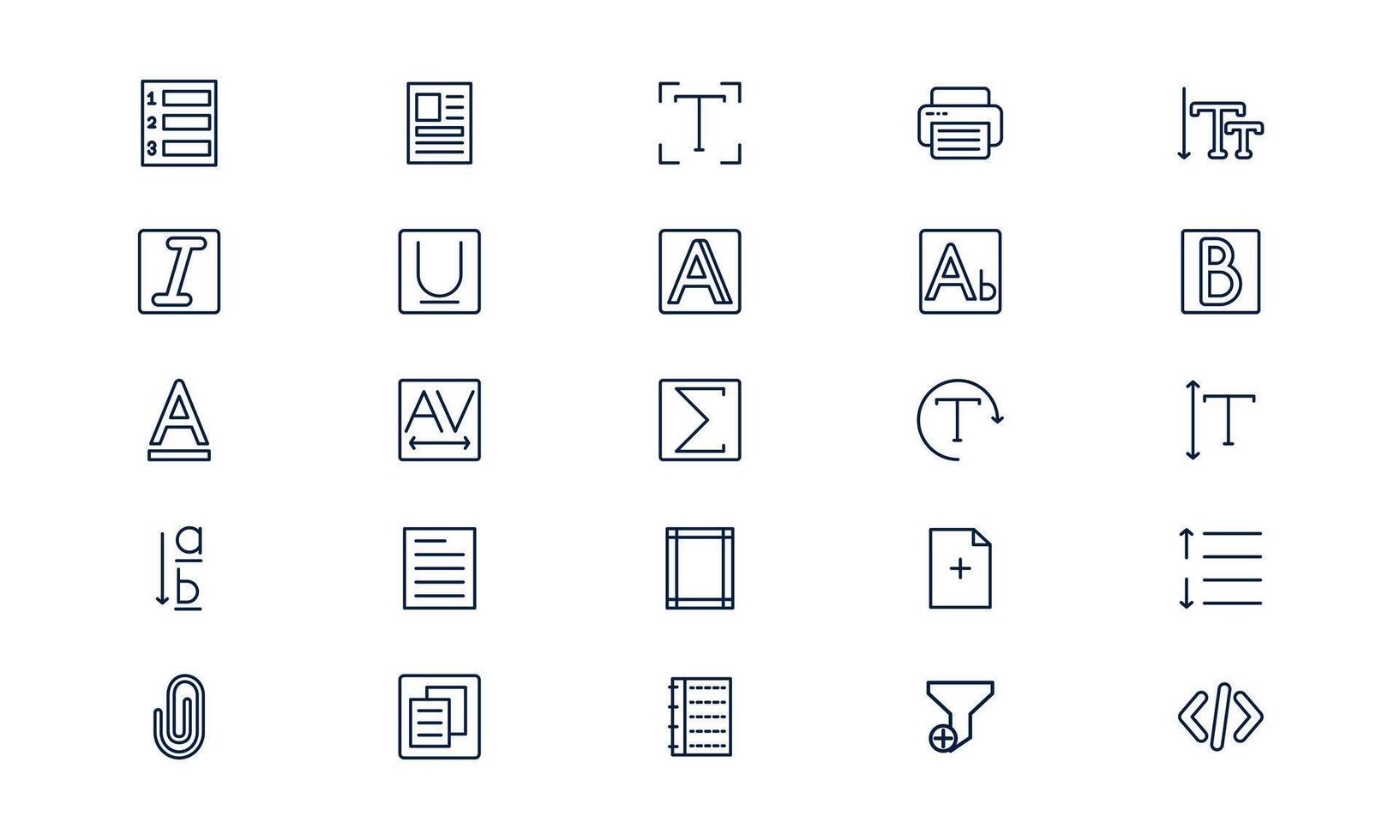 Text icon illustrating written communication, typography, and digital message format in outline style vector