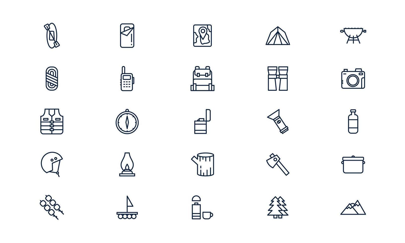Outdoor adventure icon representing exploration, nature activities, and travel journey in outline style vector