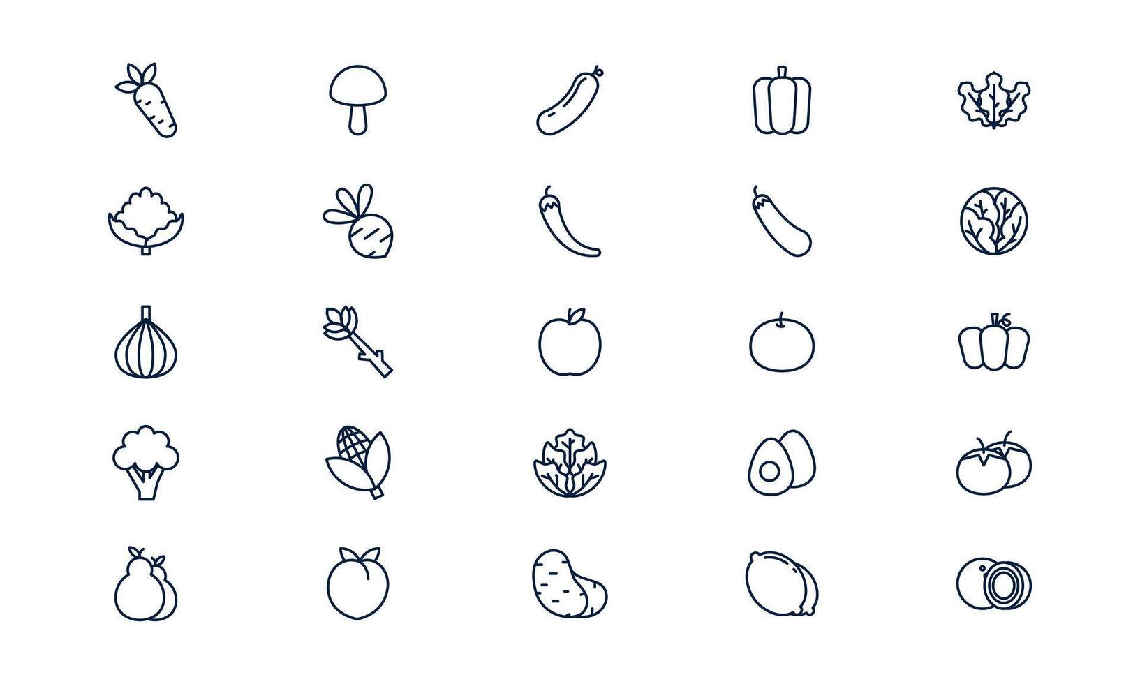 Vegetable icon depicting fresh organic farm produce for healthy lifestyle in outline style vector
