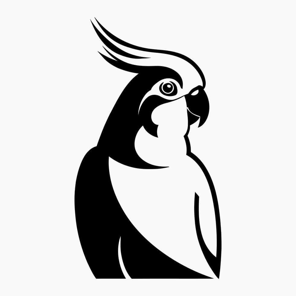 elegant black and white cockatoo bird illustration vector