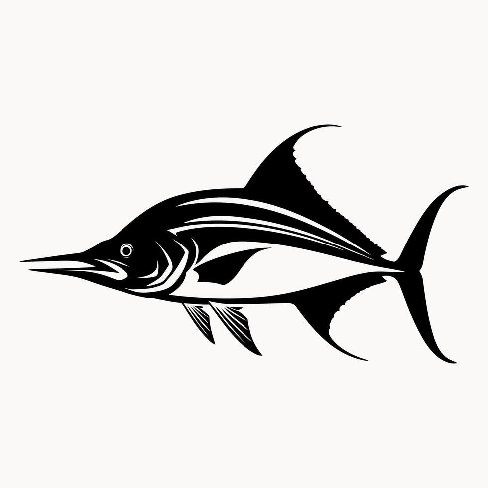 Stylized black and white sailfish illustration vector