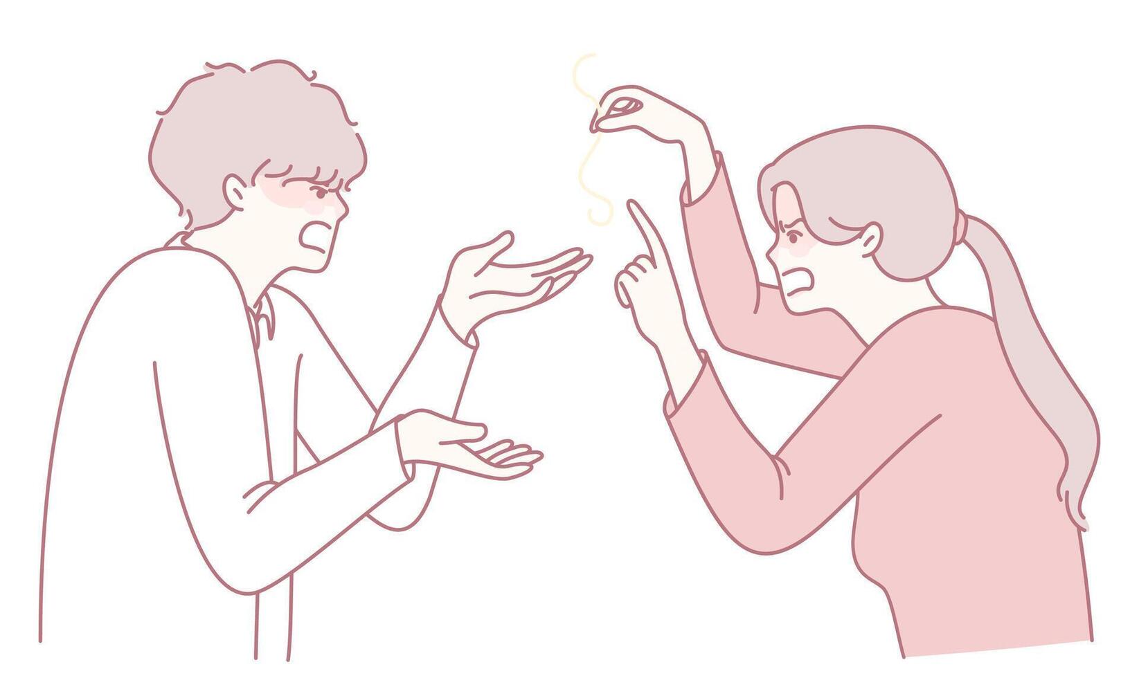 An Emotional Conflict Displayed Between Two Individuals Demonstrated in Illustration vector
