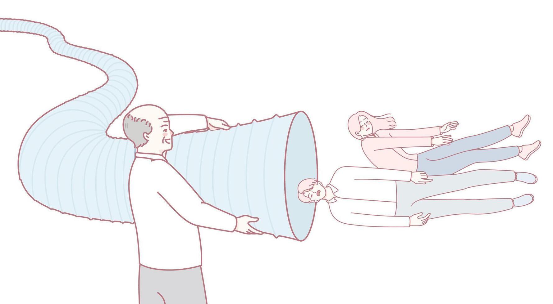 A Creative and Unique Illustration Depicting a Person Utilizing a Funnel for Extracting People vector
