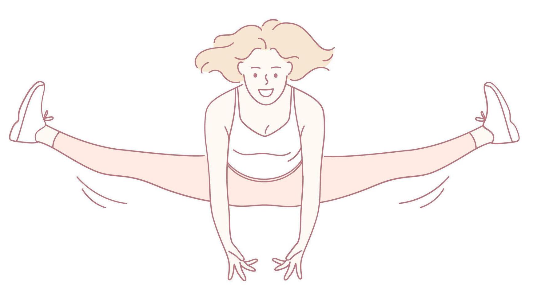 A Young Woman Gracefully Performing a Stunning Split Jump in a Highly Vibrant Animated Style vector