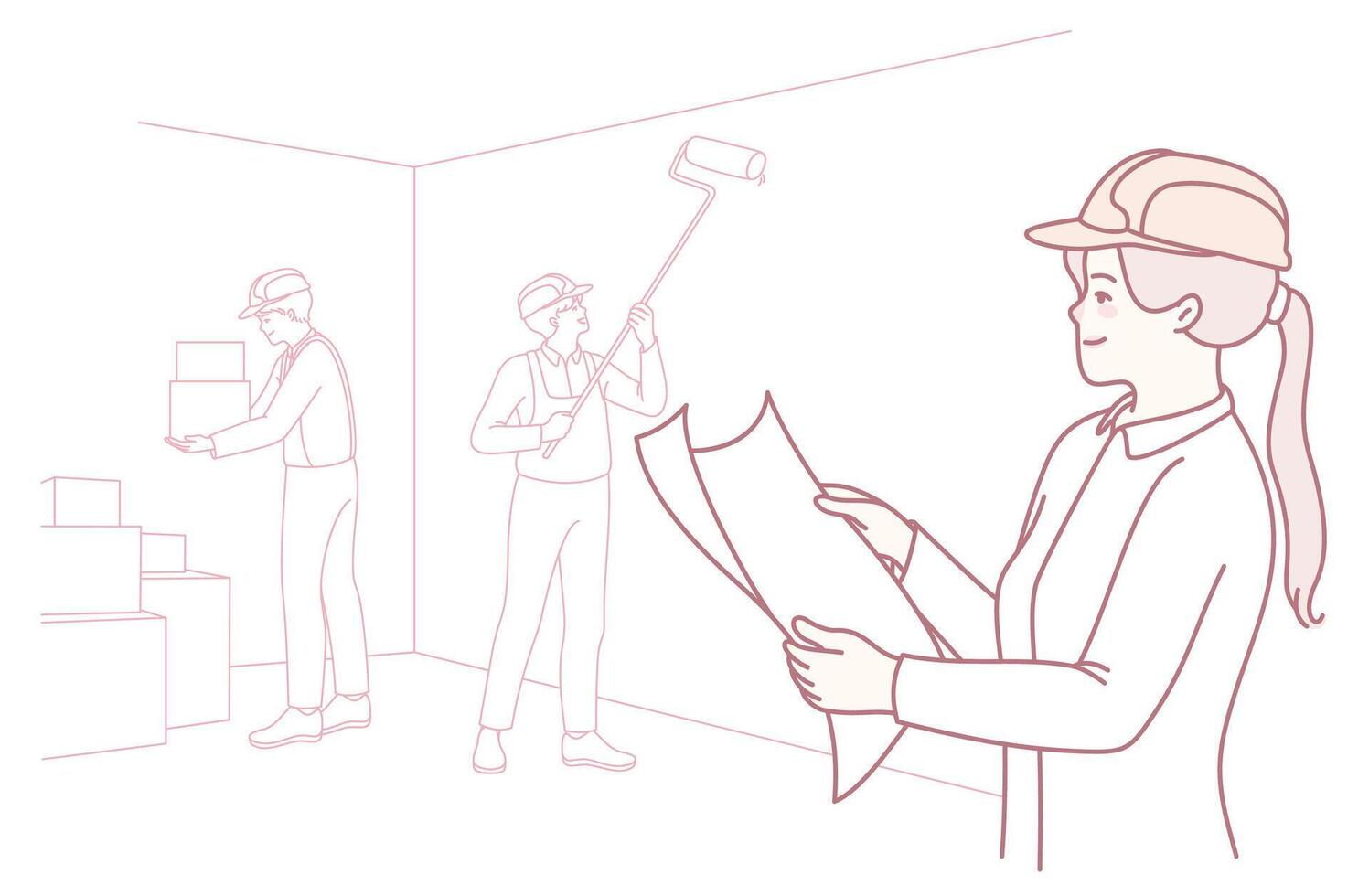 Professional Media Stocker Responsible for Overseeing the Entire Renovation Process vector