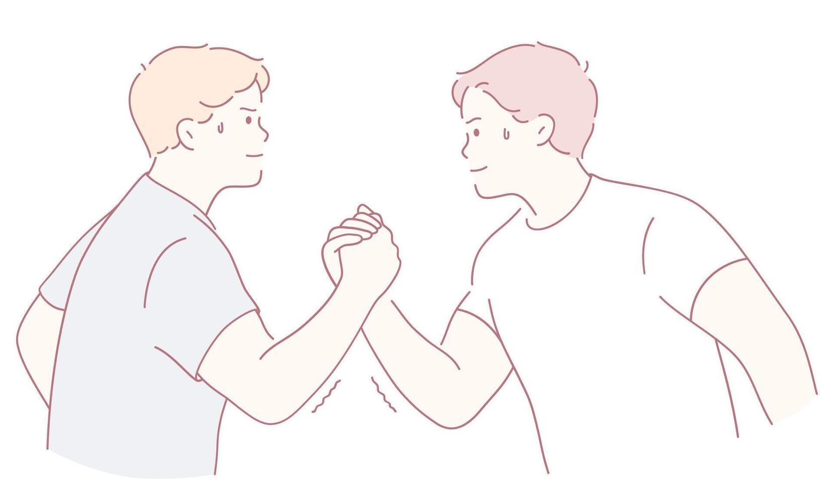 The exciting theme of Friendship and Competition in an Arm Wrestling Battle between pals vector